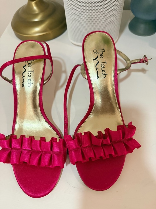 Touch of Nina Shoes - Touch of Nina Hot Pink Ruffle Satin Slingback Sandals Size 6.5